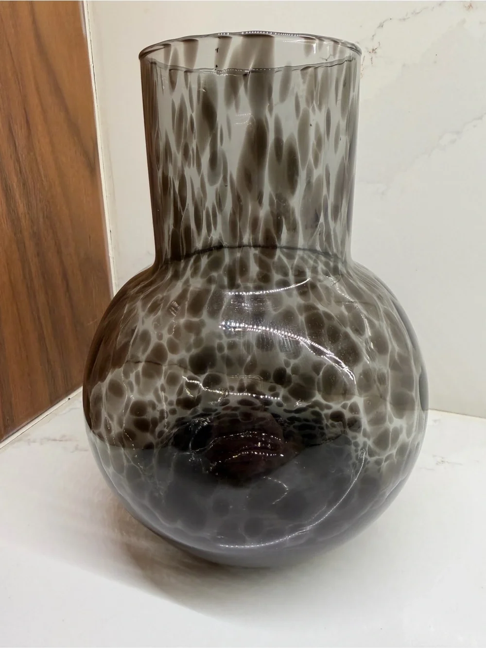 Pigeon & Poodle Black Leopard Hand Blown Glass Vase Lausanne